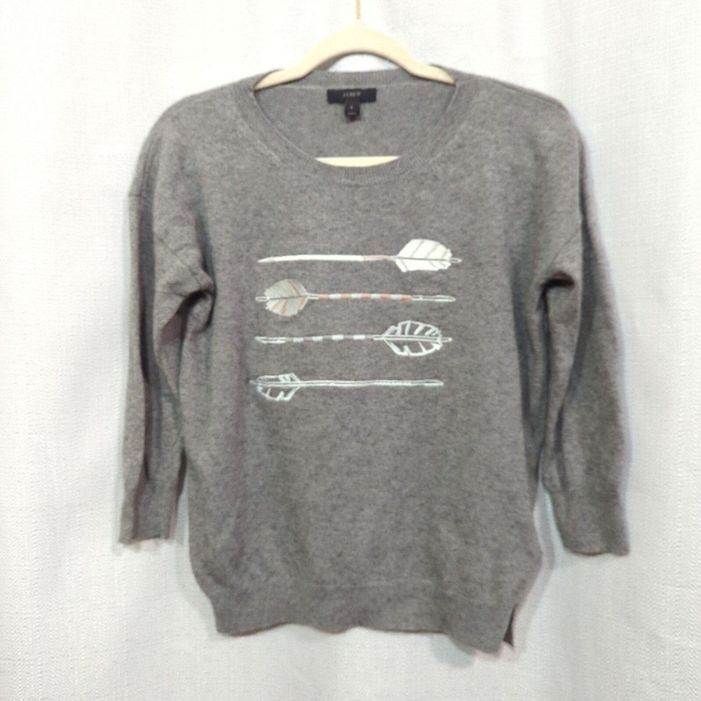 J Crew Sweater Womens Small‎ Arrow Gray Wool Blend